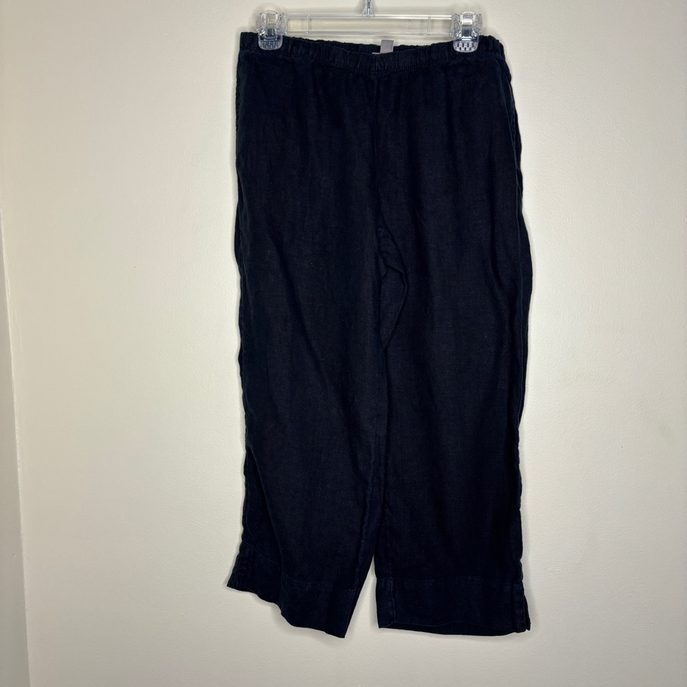 Womens J. Jill 100% Linen Black Size Small Petite Capri cropped leg